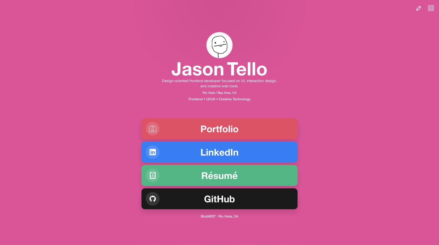 BizzNEST Personal Links Builder in the desktop list layout