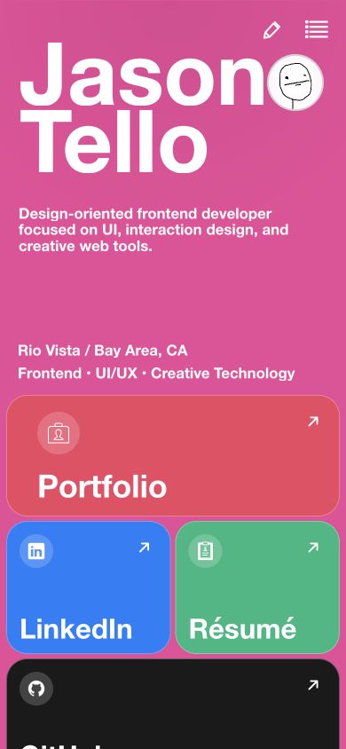 BizzNEST Personal Links Builder bento-grid layout on a narrow mobile viewport