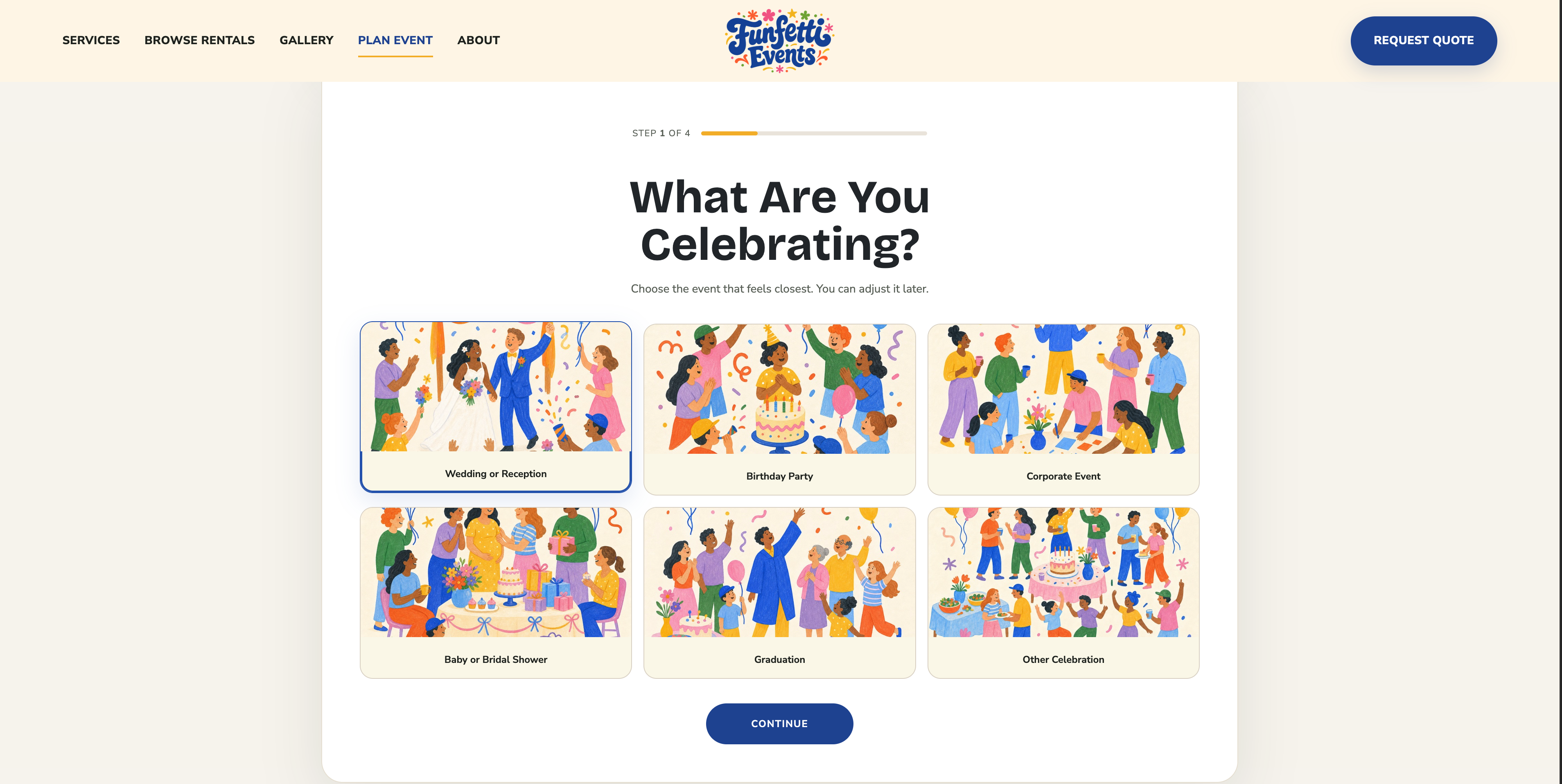 Guided planning estimator concept for choosing an event type