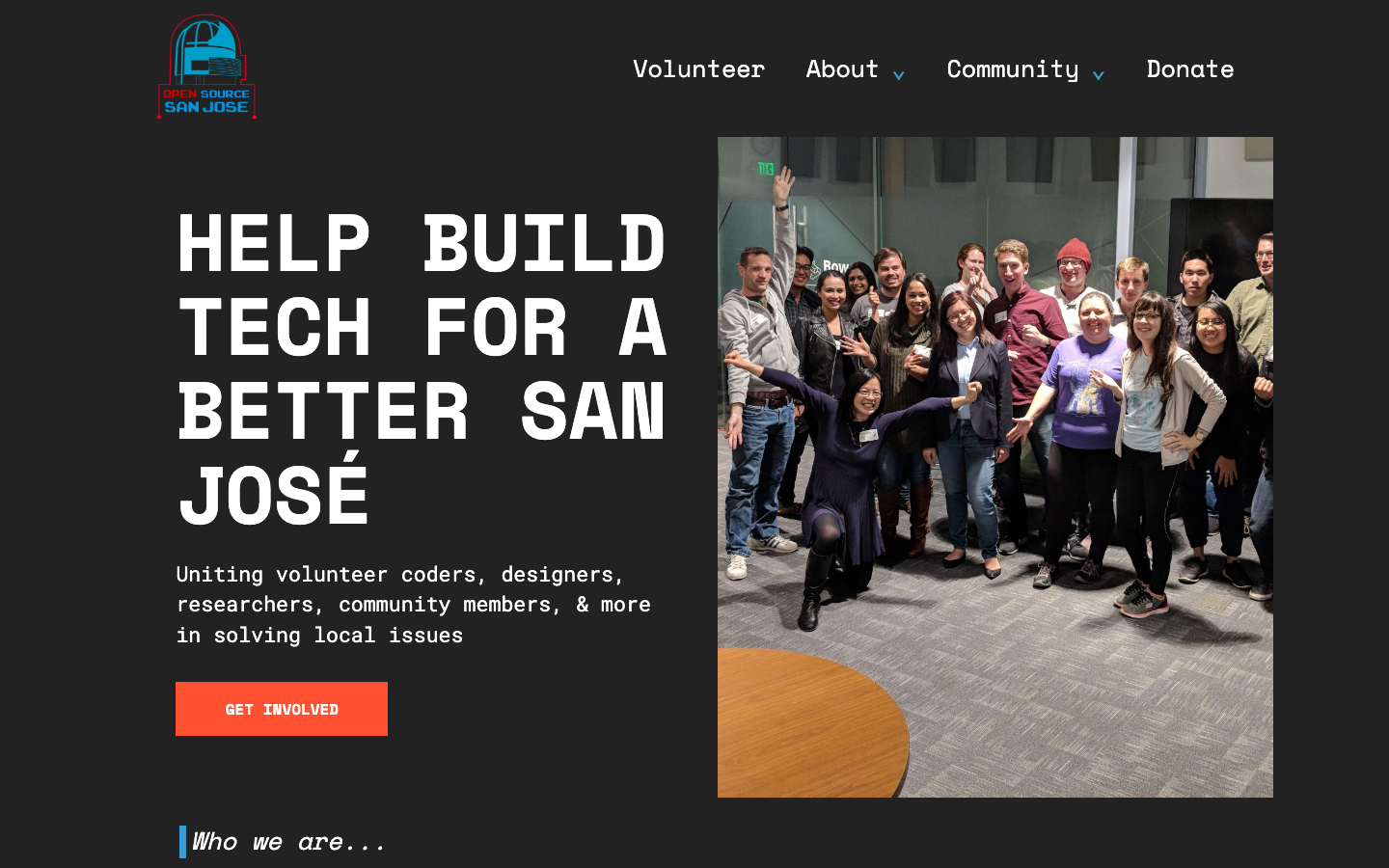 Open Source San José redesigned homepage hero