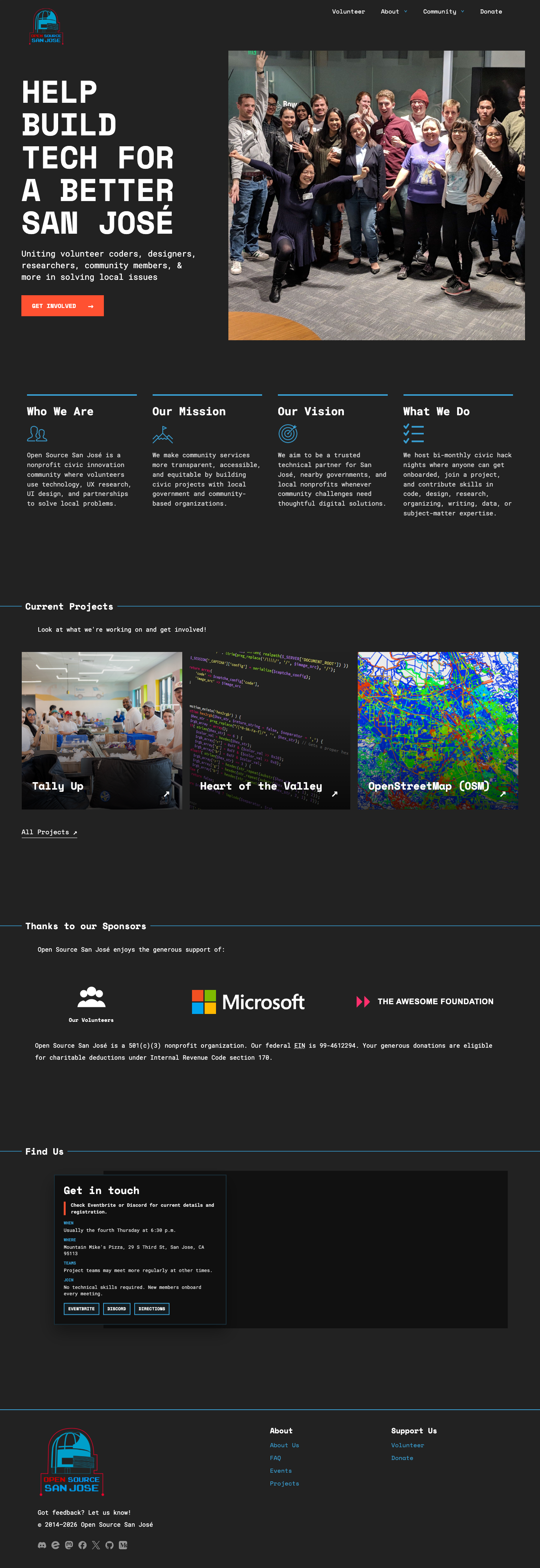 Final Open Source San José homepage redesign